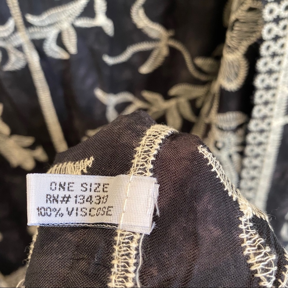 Bohemian tie dye embroidery kimono black - Picture 7 of 8